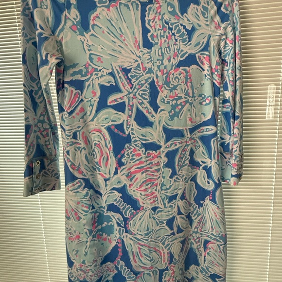 Lilly Pulitzer Pink and White Sheath Dress with Cuffed Long Sleeves - Picture 1 of 5